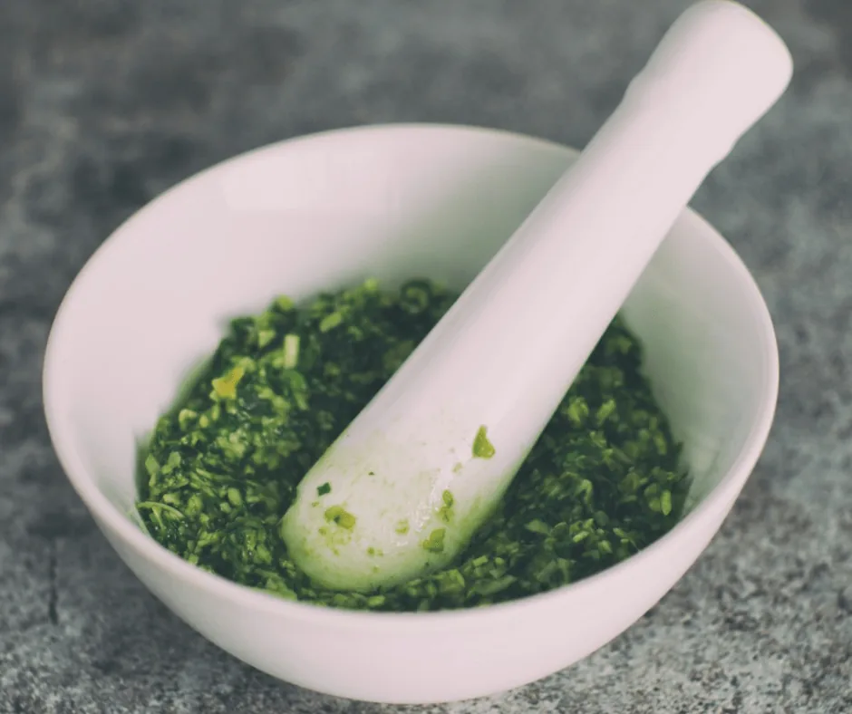 Hotové pesto z medvedieho cesnaku pripravené na použitie